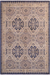 handmade Transitional Kafkaz Blue Beige Hand Knotted RECTANGLE 100% WOOL area rug 5X7