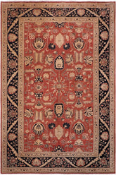 handmade Traditional Kafkaz Rust Drk. Blue Hand Knotted RECTANGLE 100% WOOL area rug 10X14