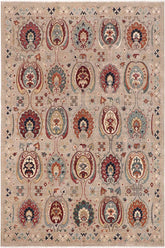 handmade Transitional Kafkaz Grey Orange Hand Knotted RECTANGLE 100% WOOL area rug 8X10