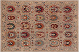 Boho Chic Ziegler Deeanna Grey/Orange Wool Rug - 8'0
