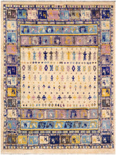 handmade Modern Moroccan Beige Blue Hand Knotted RECTANGLE 100% WOOL area rug 8x10