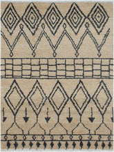 handmade Modern Moroccan Beige Gray Hand Knotted RECTANGLE 100% WOOL area rug 4x6