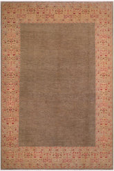handmade Modern Kafkaz Brown Beige Hand Knotted RECTANGLE 100% WOOL area rug 10X14