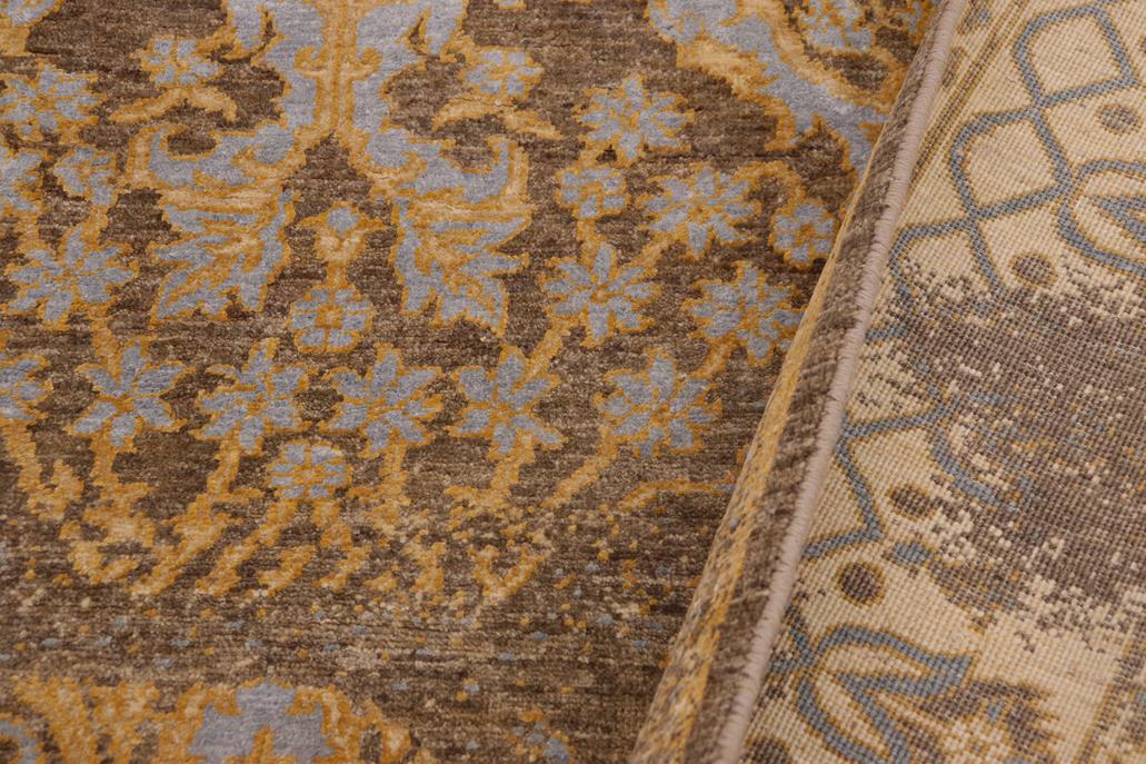 handmade Transitional Kafkaz Grey Blue Hand Knotted RECTANGLE WOOL&SILK area rug 8 x 10