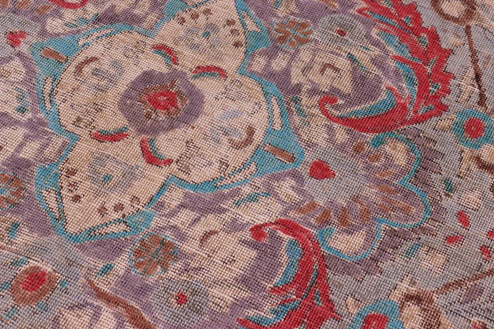 handmade Vintage Hand Painte Blue Purple Hand Knotted RECTANGLE 100% WOOL area rug 6X9