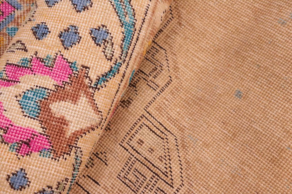 handmade Vintage Hand Painte Blue Beige Hand Knotted RECTANGLE 100% WOOL area rug 8X11