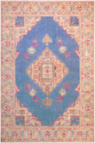 handmade Vintage Hand Painte Blue Beige Hand Knotted RECTANGLE 100% WOOL area rug 8X11