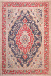 handmade Vintage Hand Painte Blue Red Hand Knotted RECTANGLE 100% WOOL area rug 8X11