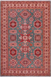 handmade Geometric Super Kazak Green Beige Hand Knotted RECTANGLE 100% WOOL area rug 8X10