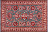 handmade Geometric Super Kazak Green Beige Hand Knotted RECTANGLE 100% WOOL area rug 8' x 10'