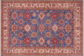 handmade Geometric Super Kazak Blue Ivory Hand Knotted RECTANGLE 100% WOOL area rug 9' x 12'