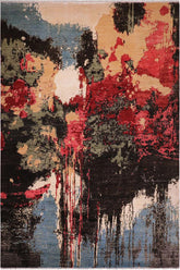 handmade Modern Modern Black Red Hand Knotted RECTANGLE WOOL&SILK area rug 10X14