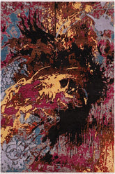 handmade Modern Modern Black Gray Hand Knotted RECTANGLE WOOL&SILK area rug 8X10