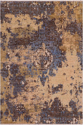 handmade Modern Modern Blue Tan Hand Knotted RECTANGLE WOOL&SILK area rug 8X10