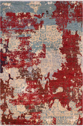 handmade Modern Modern Red Blue Hand Knotted RECTANGLE WOOL&SILK area rug 8X10