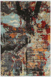 handmade Modern Modern Black Red Hand Knotted RECTANGLE WOOL&SILK area rug 4X6