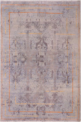 handmade Modern Kafkaz Blue Gray Hand Knotted RECTANGLE BAMBOO SILK area rug 8X10