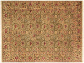 handmade Traditional Marry Gold Green Beige Hand Knotted RECTANGLE 100% WOOL area rug 10x14