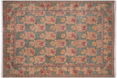handmade Transitional William Mor Green Brown Hand Knotted RECTANGLE 100% WOOL area rug 10x14