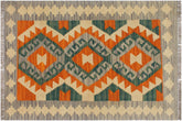handmade Geometric Kilim Rust Purple Hand-Woven RECTANGLE 100% WOOL area rug 2' x 3'