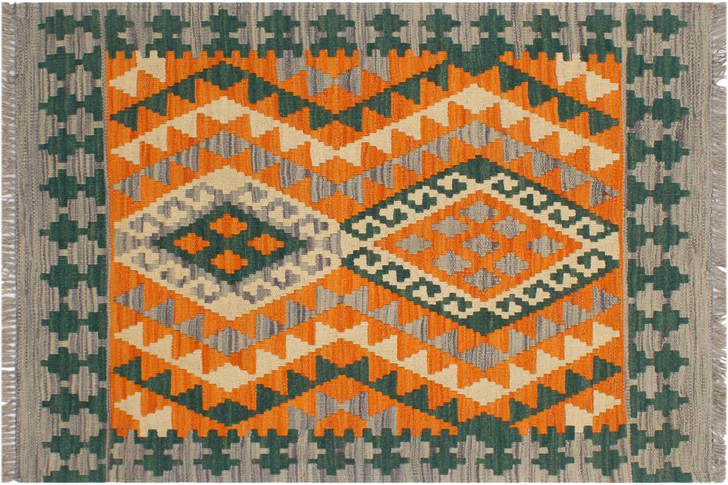 Flat Weave Kilim, Antique, Navaho, Vintage, Handmade, Geometric Kilim Orange Purple Hand-Woven Rectangle 100% Wool Area Rug 2 x 3