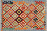 handmade Geometric Kilim Rust Blue Hand-Woven RECTANGLE 100% WOOL area rug 3 x 4