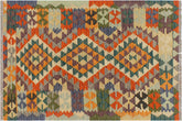 handmade Geometric Kilim Rust Blue Hand-Woven RECTANGLE 100% WOOL area rug 3' x 4'