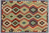 handmade Geometric Kilim Rust Blue Hand-Woven RECTANGLE 100% WOOL area rug 3 x 5
