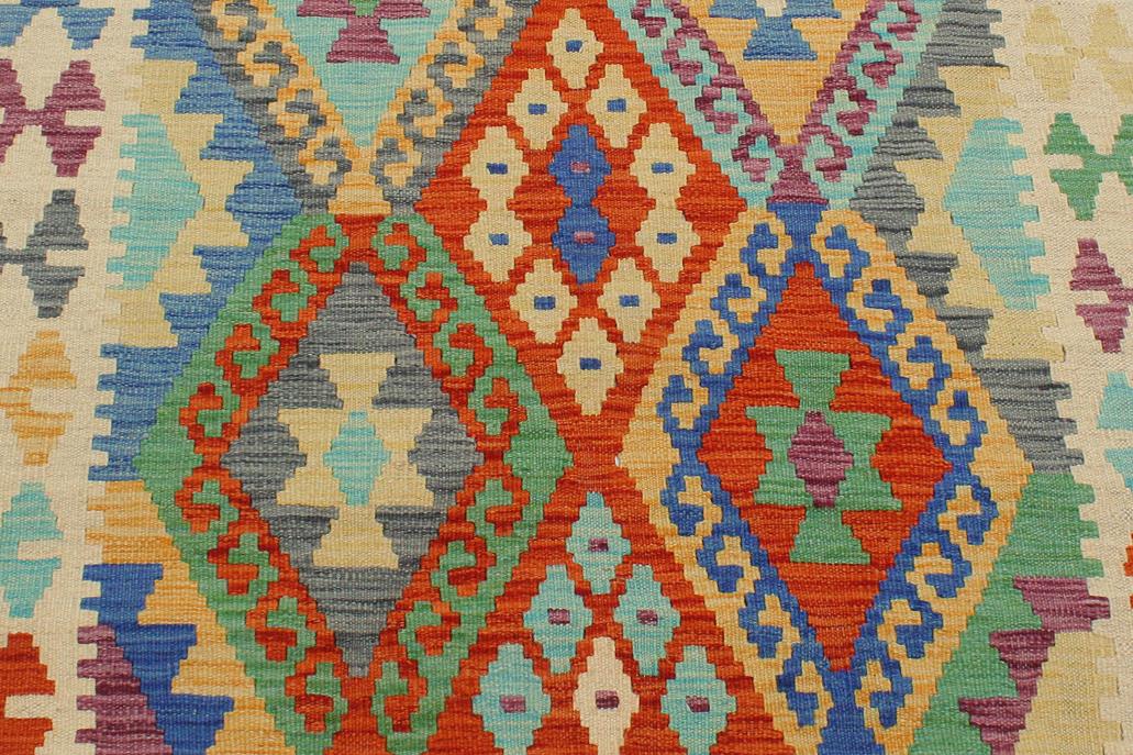 Flat Weave Kilim, Antique, Navaho, Vintage, Handmade, Geometric Kilim Rust Beige Hand-Woven Rectangle 100% Wool Area Rug 3 x 5