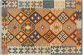 handmade Geometric Kilim Orange Green Hand-Woven RECTANGLE 100% WOOL area rug 3 x 5