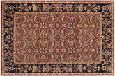 handmade Traditional Lahore Brown Blue Hand Knotted RECTANGLE 100% WOOL area rug 10'X14'