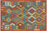 Retro Turkish Kilim Nella Hand-Woven Wool Rug - 3'4'' x 5'1''
