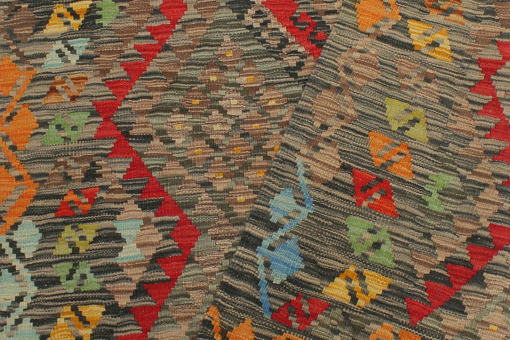 Flat Weave Kilim, Antique, Navaho, Vintage, Handmade, Geometric Kilim Red Green Hand-Woven Rectangle 100% Wool Area Rug 4 x 6