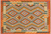 handmade Geometric Kilim Rust Blue Hand-Woven RECTANGLE 100% WOOL area rug 4 x 6