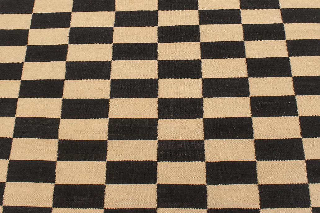 Flat Weave Kilim, Antique, Navaho, Vintage, Handmade, Modern Kilim Beige Black Hand-Woven Rectangle 100% Wool Area Rug 4 x 6
