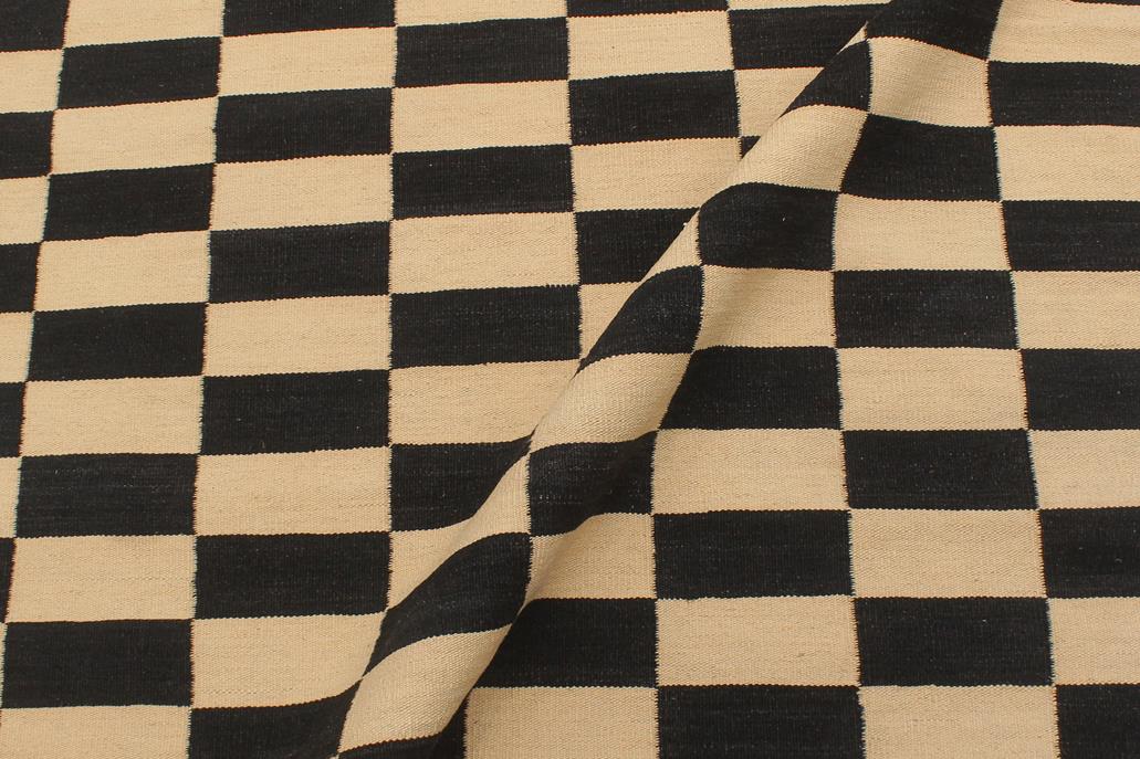 Flat Weave Kilim, Antique, Navaho, Vintage, Handmade, Modern Kilim Beige Black Hand-Woven Rectangle 100% Wool Area Rug 4 x 6