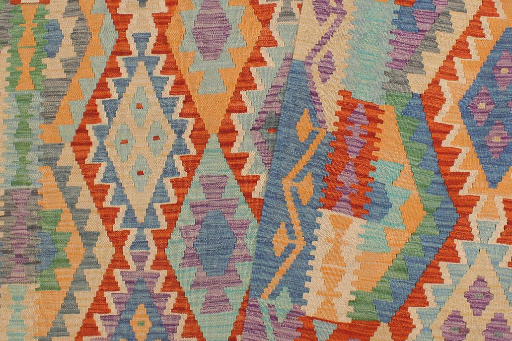 Flat Weave Kilim, Antique, Navaho, Vintage, Handmade, Geometric Kilim Blue Gray Hand-Woven Rectangle 100% Wool Area Rug 5 x 6