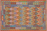 Tribal Turkish Kilim Arthur Hand-Woven Wool Rug - 5'6'' x 7'11''