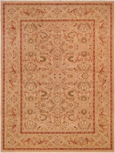 handmade Traditional Lahore Lt. Brown Rose Hand Knotted RECTANGLE 100% WOOL area rug 10x14
