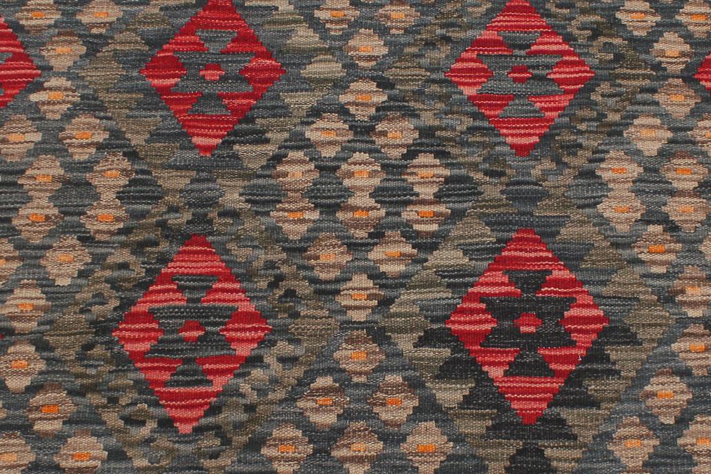 Flat Weave Kilim, Antique, Navaho, Vintage, Handmade, Geometric Kilim Red Green Hand-Woven Rectangle 100% Wool Area Rug 5 x 7