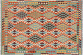 handmade Geometric Kilim Rust Blue Hand-Woven RECTANGLE 100% WOOL area rug 6 x 8
