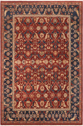 handmade Traditional Lahore Drk. Red Blue Hand Knotted RECTANGLE 100% WOOL area rug 10x14