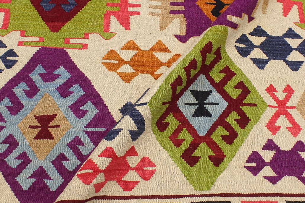 Flat Weave Kilim, Antique, Navaho, Vintage, Handmade, Geometric Kilim Beige Red Hand-Woven Rectangle 100% Wool Area Rug 6 x 8