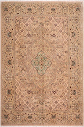 handmade Traditional Tan Gold Hand Knotted RECTANGLE 100% WOOL area rug 10'X14'