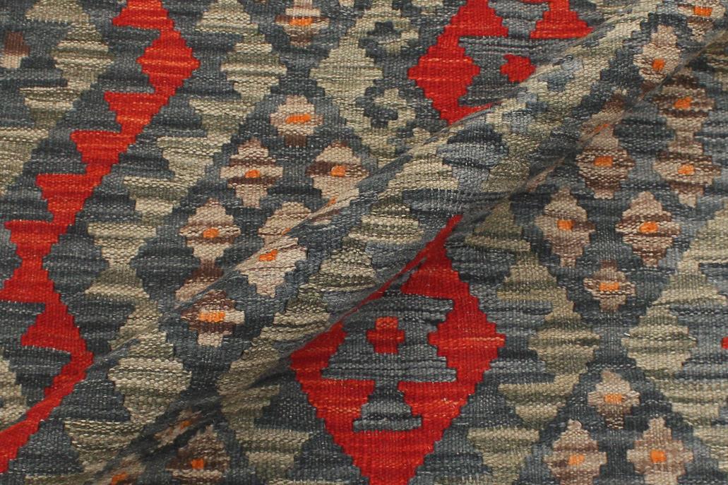 Flat Weave Kilim, Antique, Navaho, Vintage, Handmade, Geometric Kilim Charcoal Red Hand-Woven Rectangle 100% Wool Area Rug 4 x 6