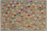 handmade Modern Kilim Blue Rust Hand-Woven RECTANGLE 100% WOOL area rug 3x5