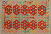handmade Geometric Kilim Blue Rust Hand-Woven RECTANGLE 100% WOOL area rug 3 x 5