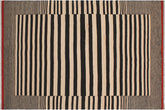 handmade Modern Kilim Beige Black Hand-Woven RECTANGLE 100% WOOL area rug 6 x 8