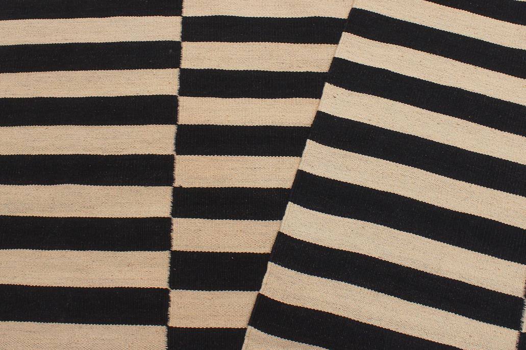 Flat Weave Kilim, Antique, Navaho, Vintage, Handmade, Modern Kilim Beige Black Hand-Woven Rectangle 100% Wool Area Rug 6 x 8