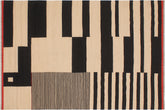 handmade Modern Kilim Beige Black Hand-Woven RECTANGLE 100% WOOL area rug 6 x 8
